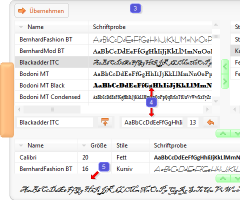 Schrift auswählen im Programm TextWriter