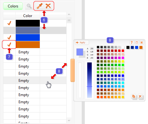 Select color in the program TextWriter