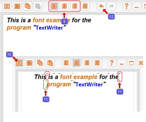Text representation in the program TextWriter