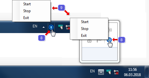 Taskbar display of the program TimeShutdown