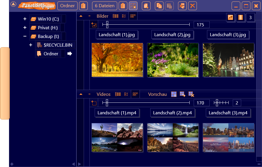 Übersicht des Programms FileThumbnail